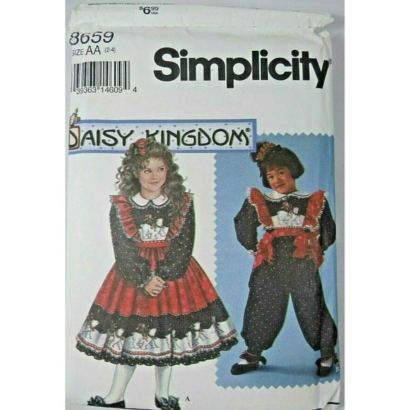 1993 Simplicity Pattern 8659 Daisy Kingdom Child's Dress Jumpsuit Size AA 2-4 - Picture 1 of 3